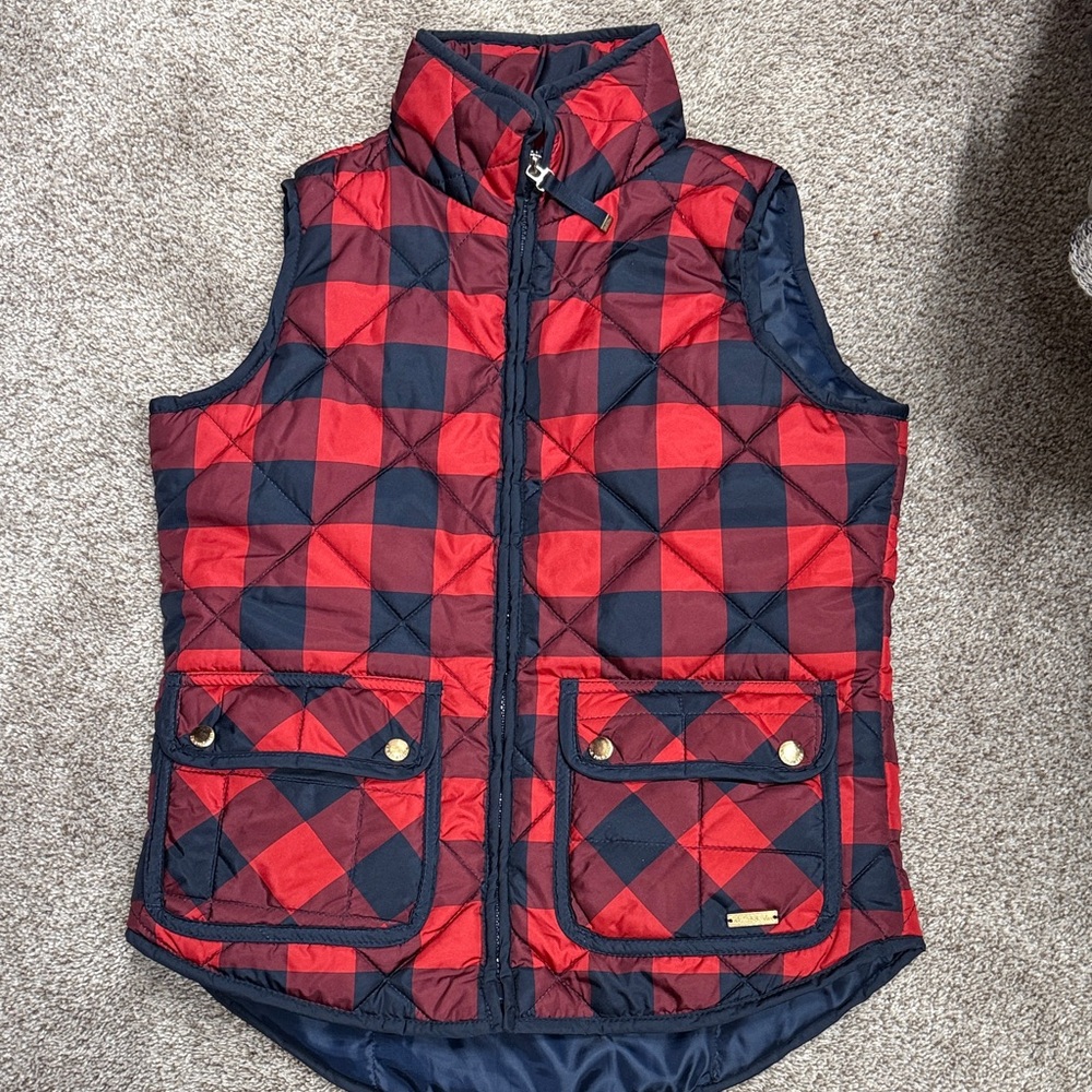 U.S. Polo Assn. Red and Navy Buffalo Plaid Quilted Vest